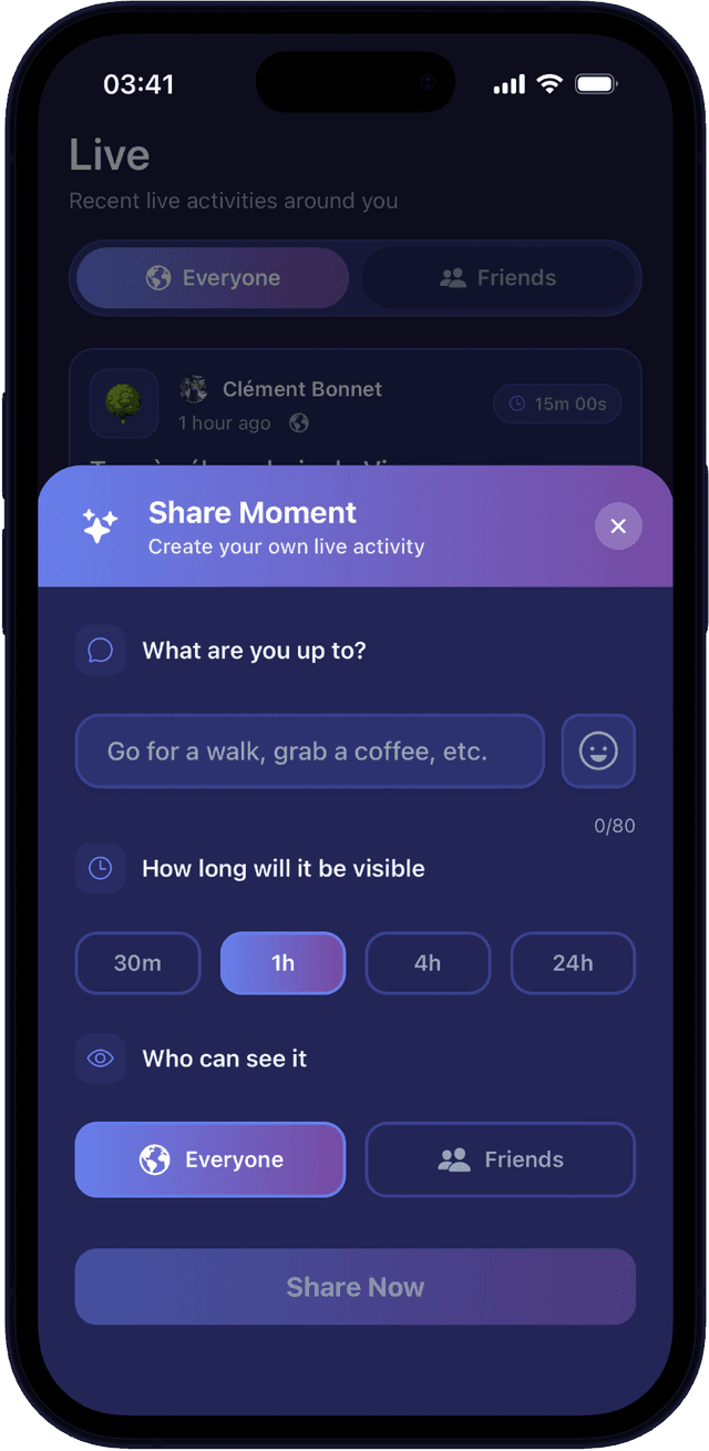 Era live screen — discover what's happening around you now