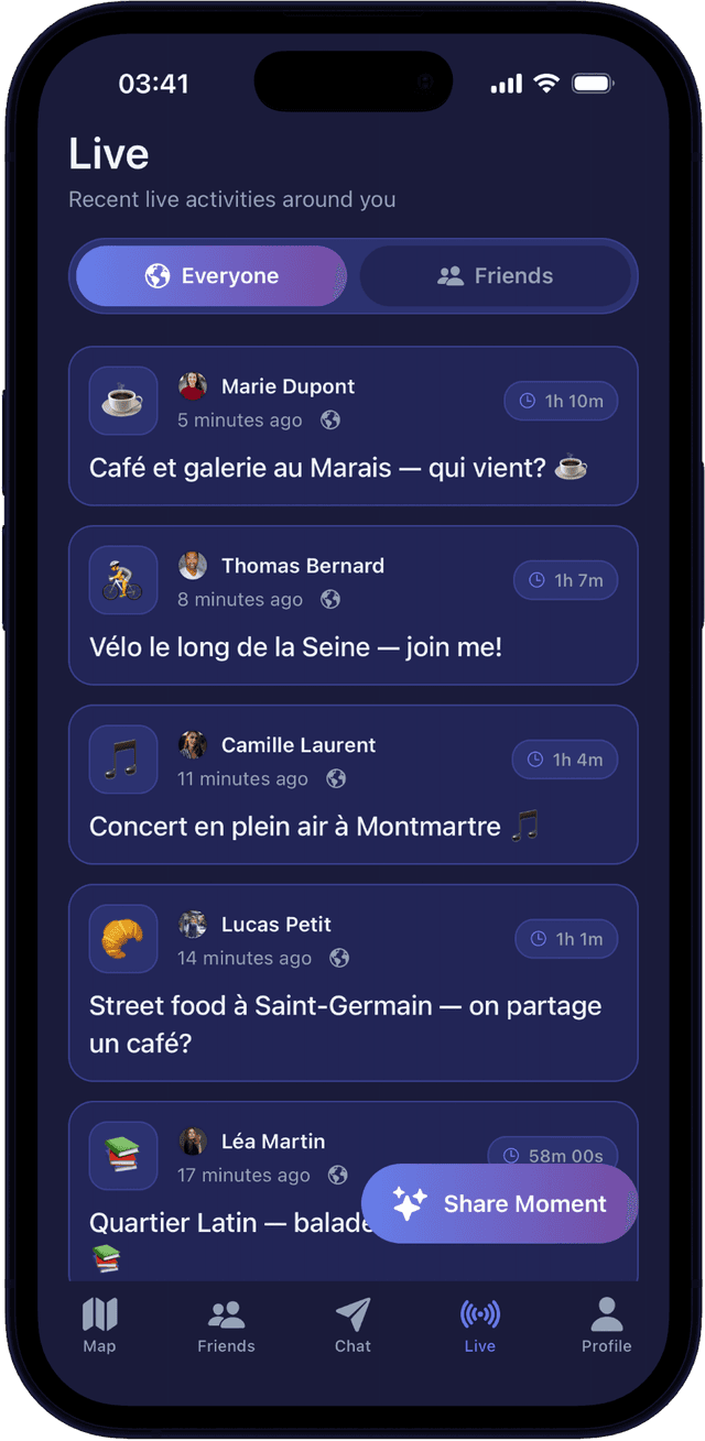 Era friends list — add travel friends and keep chatting